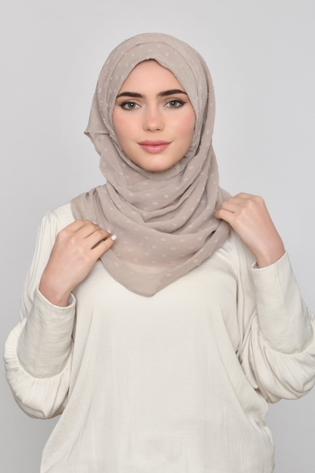 Neutral - Plain Mosaic Butti Chiffon