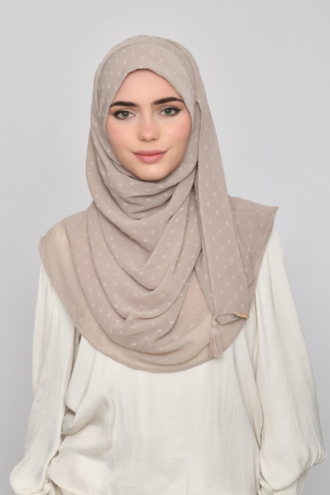 Neutral - Plain Mosaic Butti Chiffon
