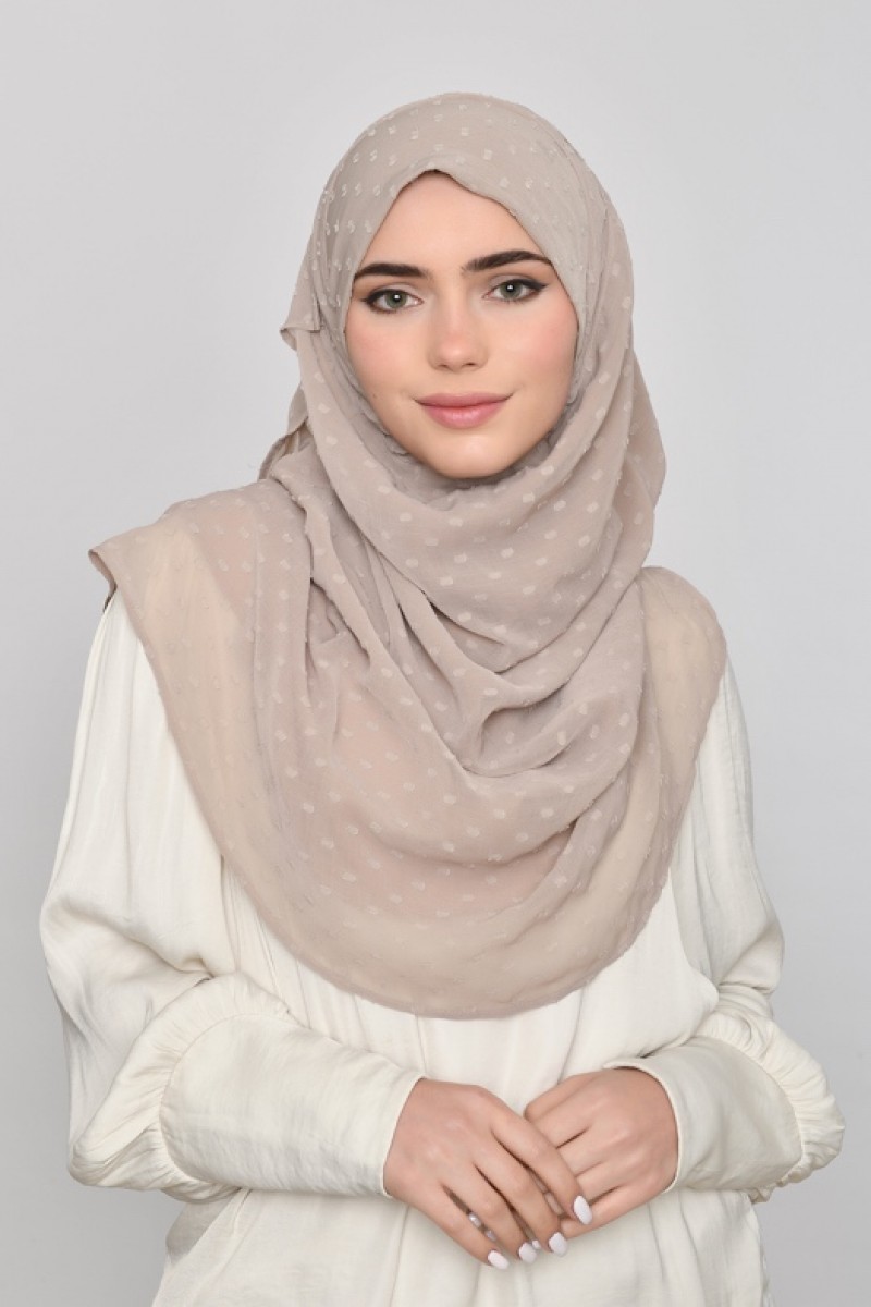 Neutral - Plain Mosaic Butti Chiffon