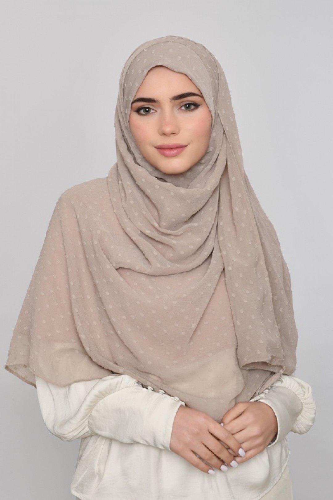 Neutral - Plain Mosaic Butti Chiffon