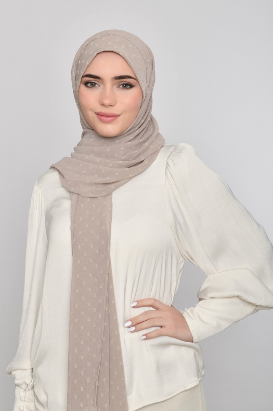 Neutral - Plain Mosaic Butti Chiffon