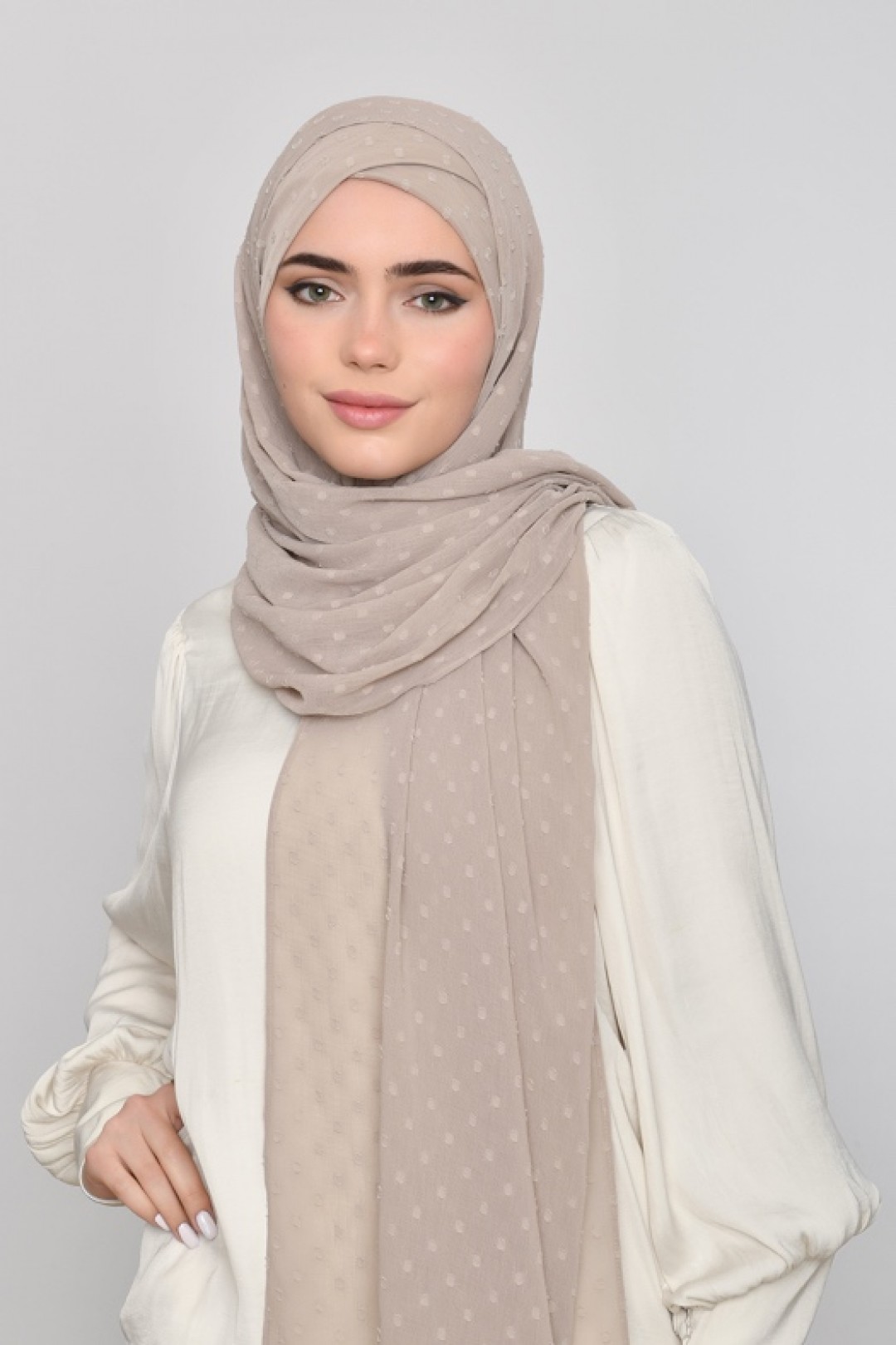 Neutral - Plain Mosaic Butti Chiffon