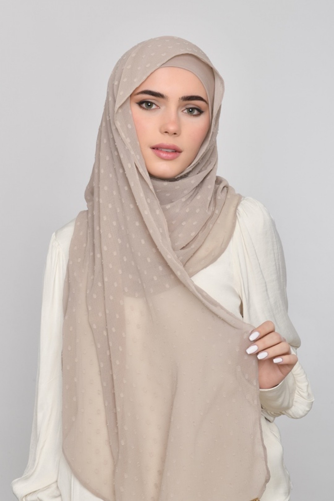 Neutral - Plain Mosaic Butti Chiffon
