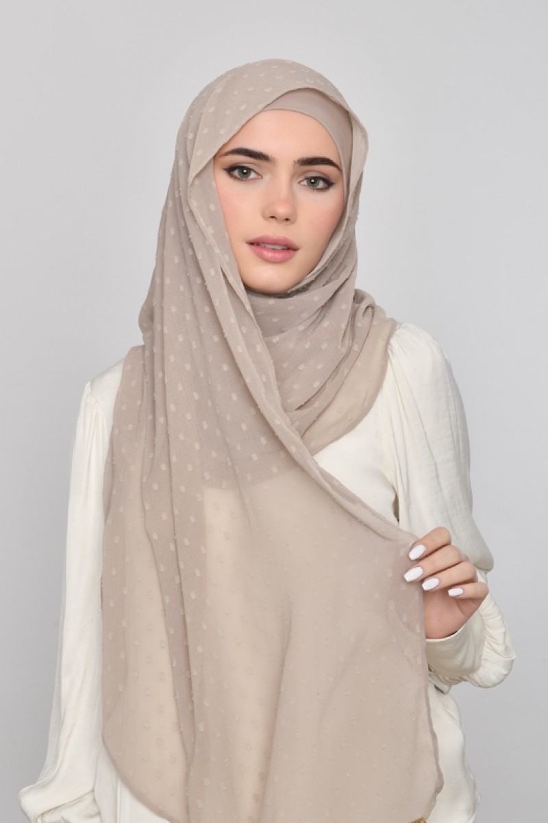 Neutral - Plain Mosaic Butti Chiffon