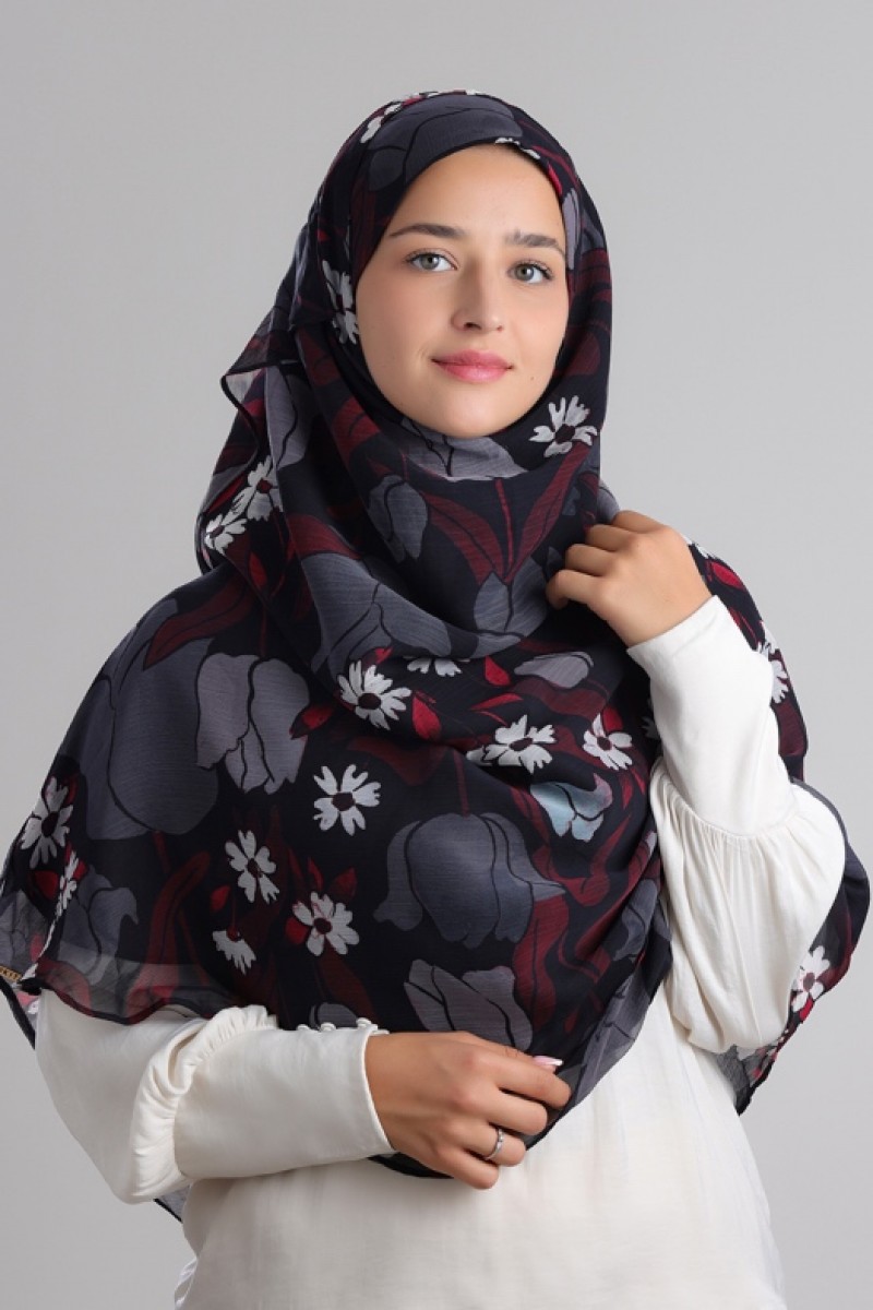 Noirbloom - Printed Plus Crinkled Chiffon