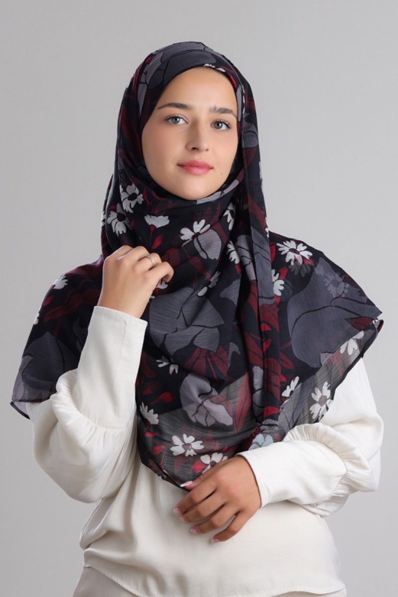 Noirbloom - Printed Plus Crinkled Chiffon