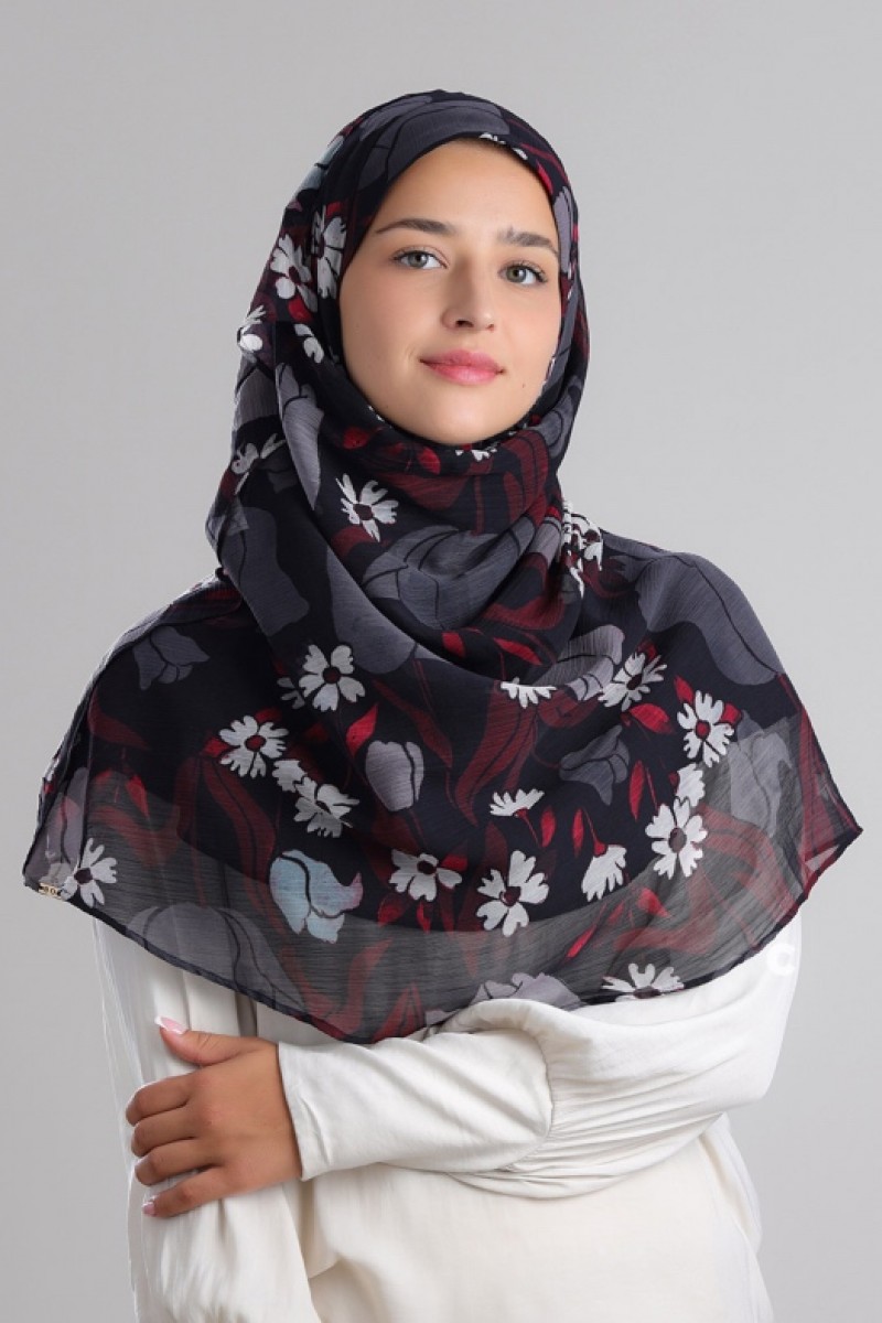 Noirbloom - Printed Plus Crinkled Chiffon