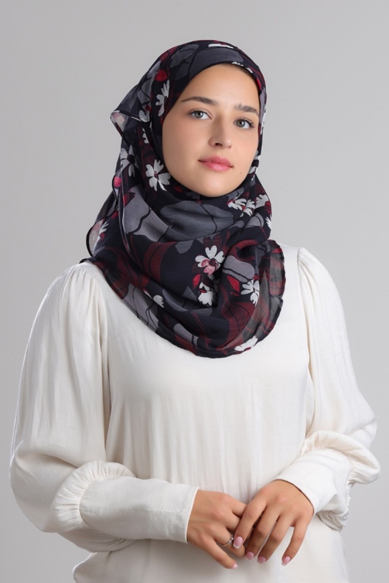 Noirbloom - Printed Plus Crinkled Chiffon