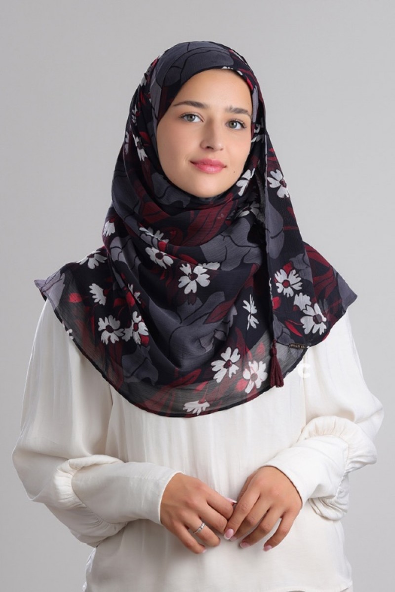 Noirbloom - Printed Plus Crinkled Chiffon