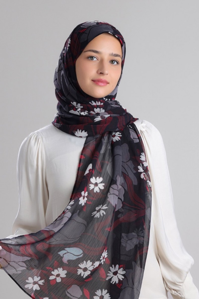 Noirbloom - Printed Plus Crinkled Chiffon