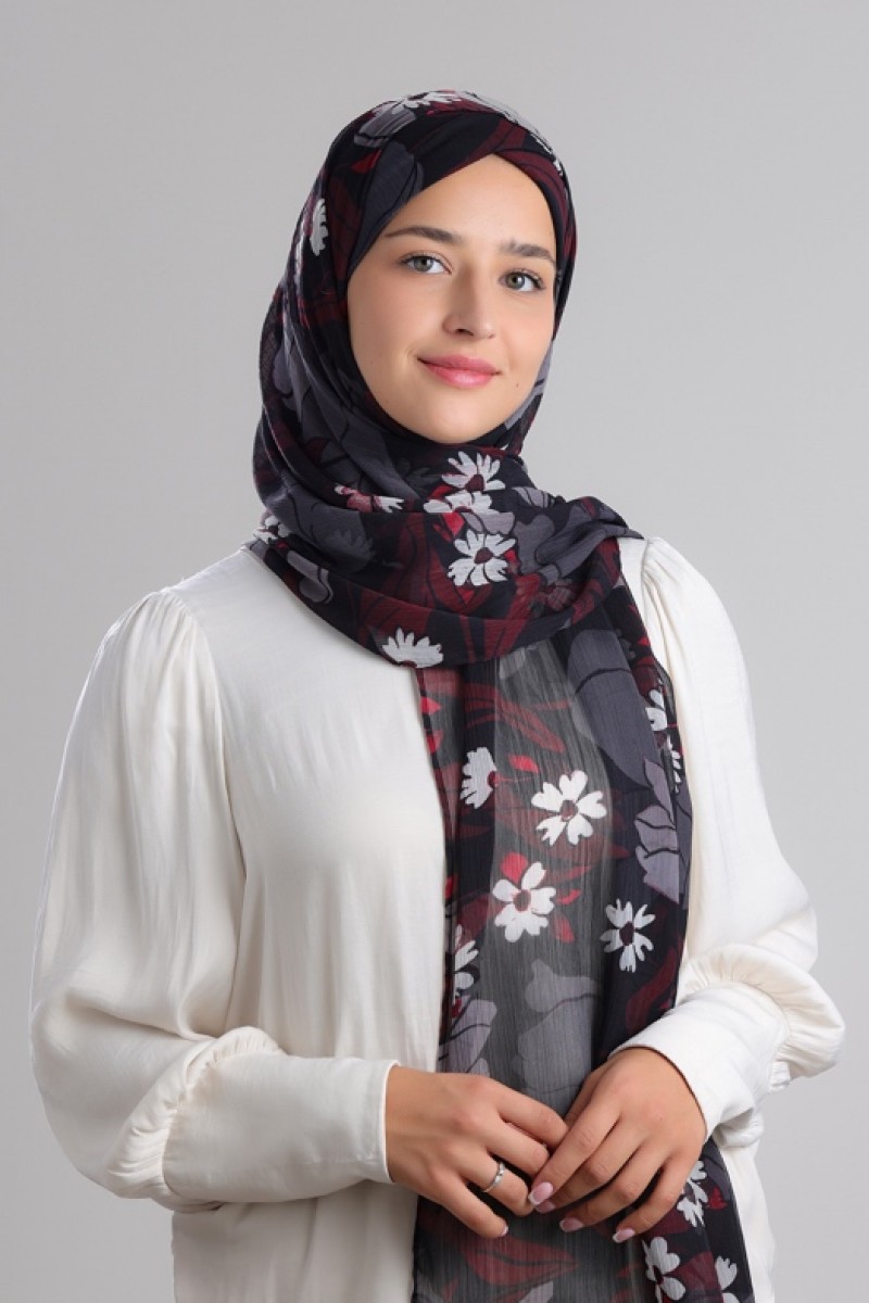 Noirbloom - Printed Plus Crinkled Chiffon