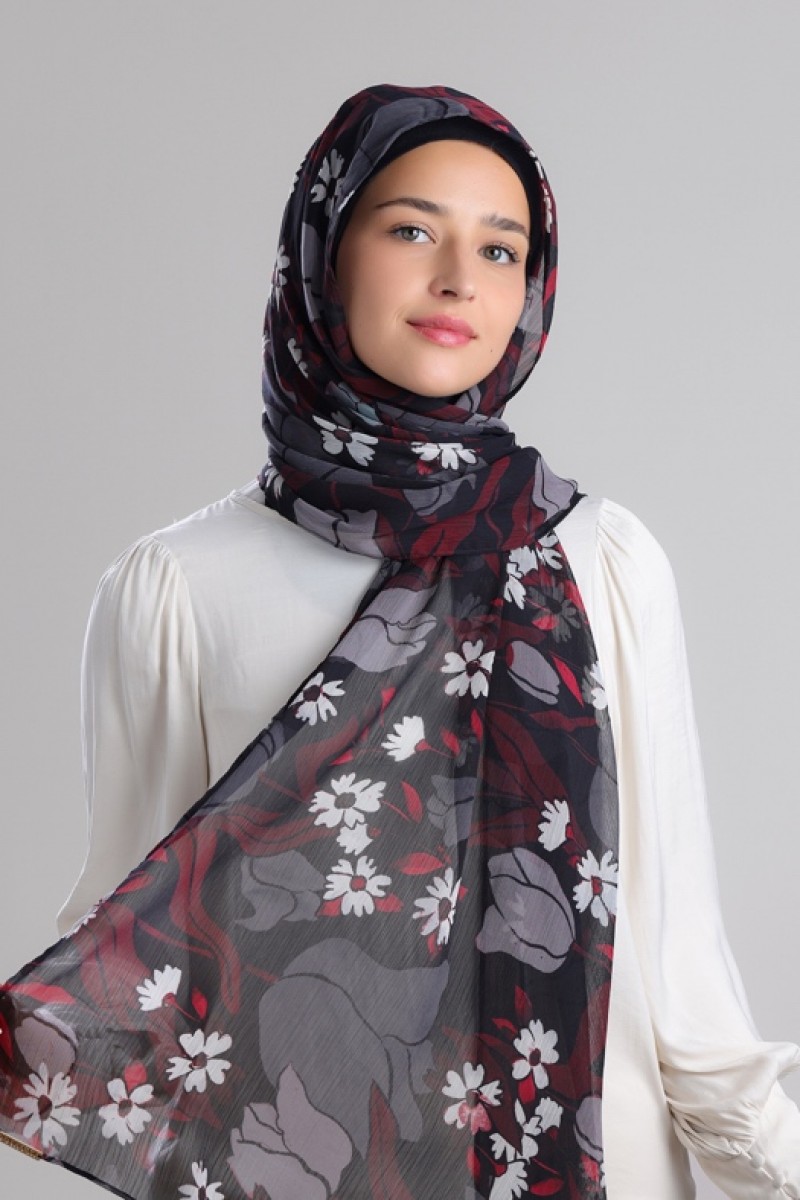 Noirbloom - Printed Plus Crinkled Chiffon