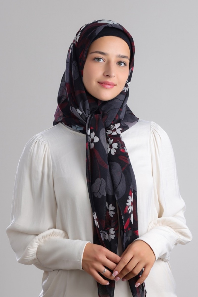 Noirbloom - Printed Plus Crinkled Chiffon