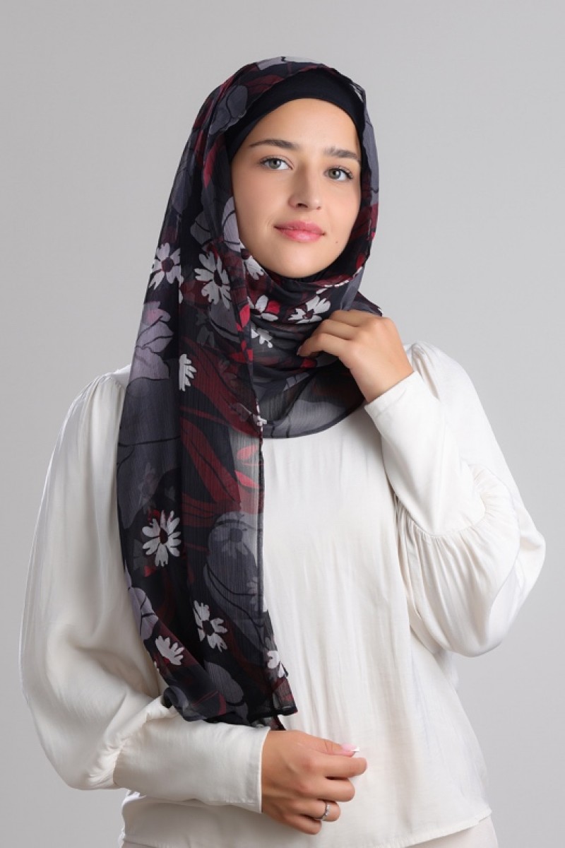 Noirbloom - Printed Plus Crinkled Chiffon