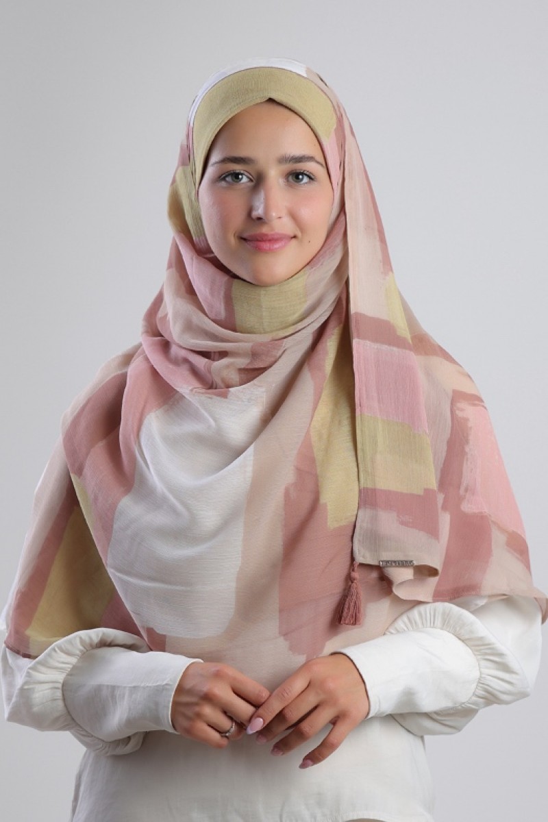 Nut Caramel - Printed Plus Crinkled Chiffon