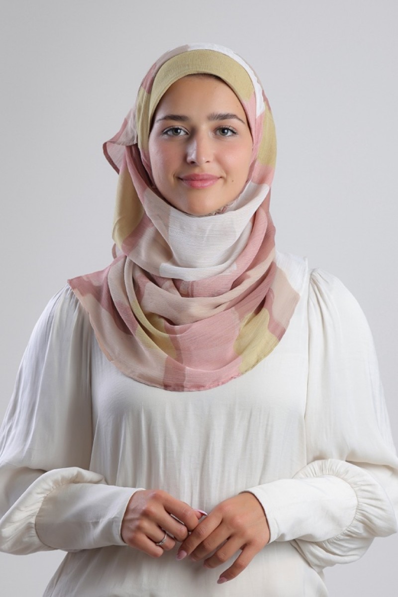 Nut Caramel - Printed Plus Crinkled Chiffon