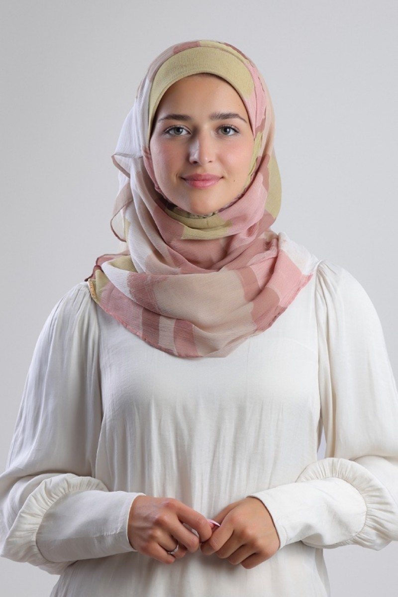 Nut Caramel - Printed Plus Crinkled Chiffon