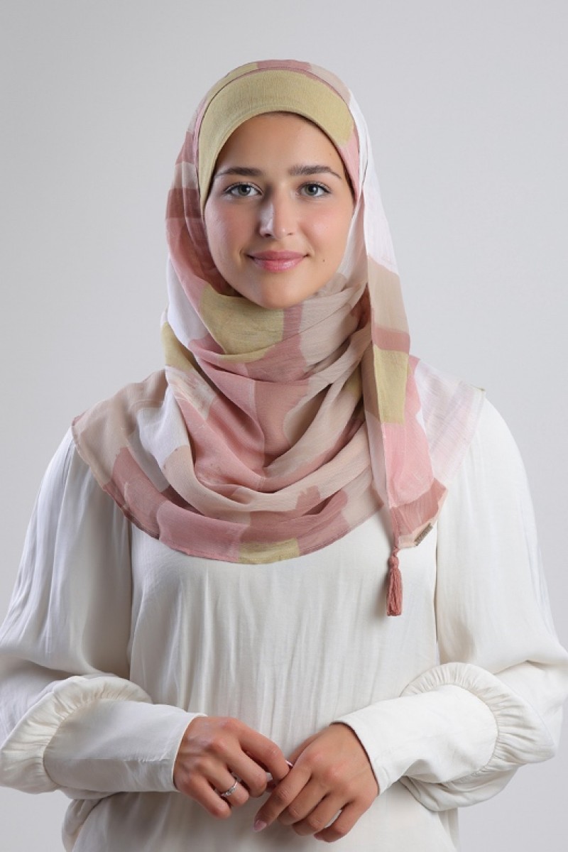 Nut Caramel - Printed Plus Crinkled Chiffon