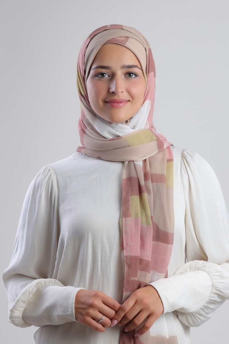 Nut Caramel - Printed Plus Crinkled Chiffon