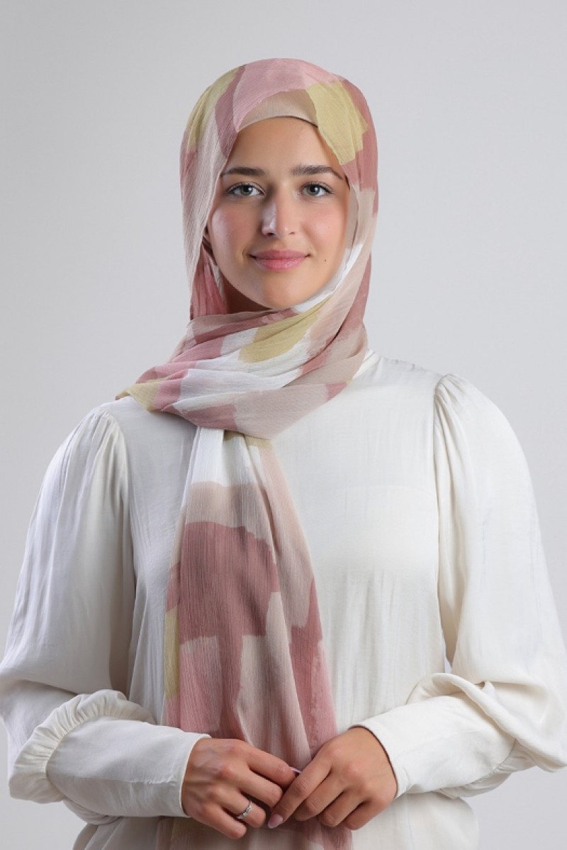 Nut Caramel - Printed Plus Crinkled Chiffon