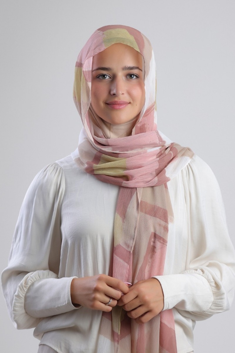 Nut Caramel - Printed Plus Crinkled Chiffon