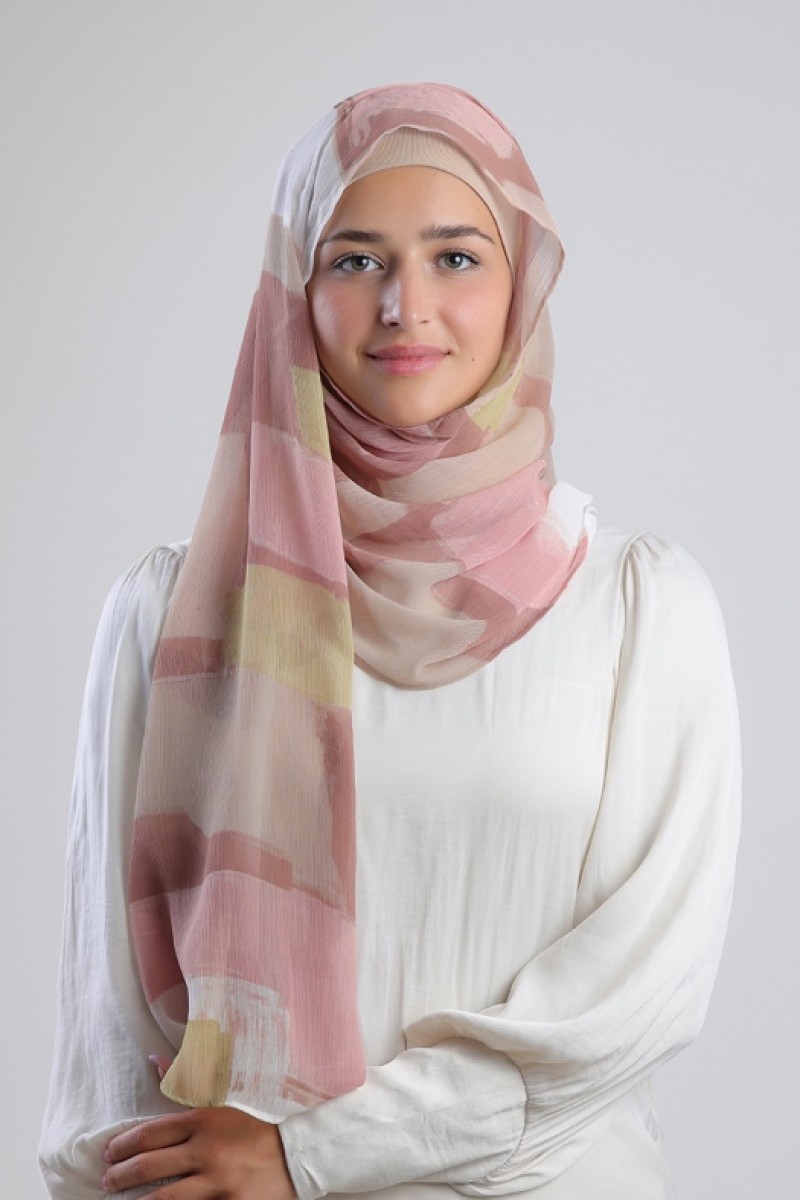 Nut Caramel - Printed Plus Crinkled Chiffon