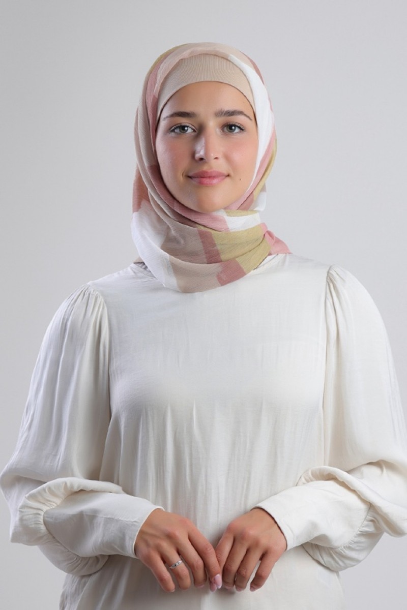 Nut Caramel - Printed Plus Crinkled Chiffon