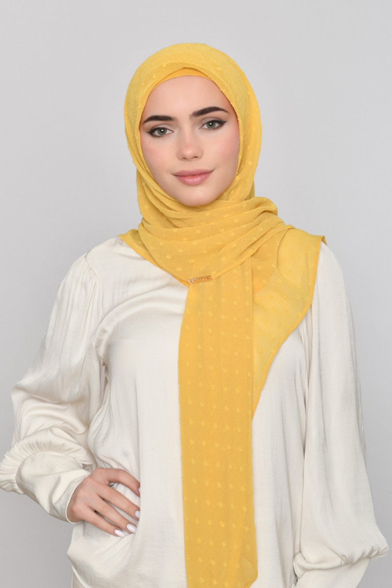 Ochre - Plain Mosaic Butti Chiffon
