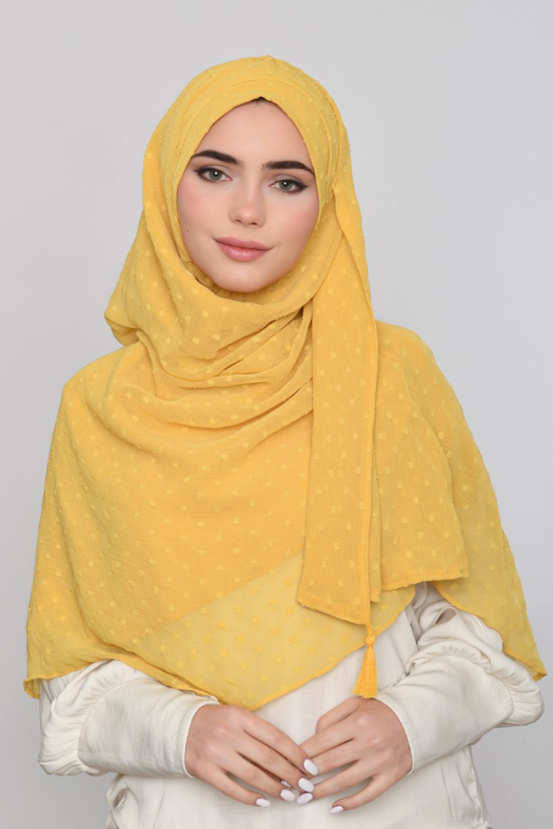 Ochre - Plain Mosaic Butti Chiffon