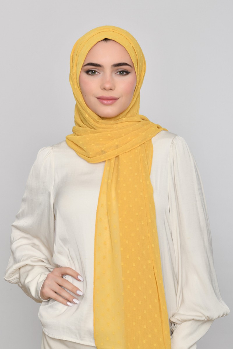 Ochre - Plain Mosaic Butti Chiffon