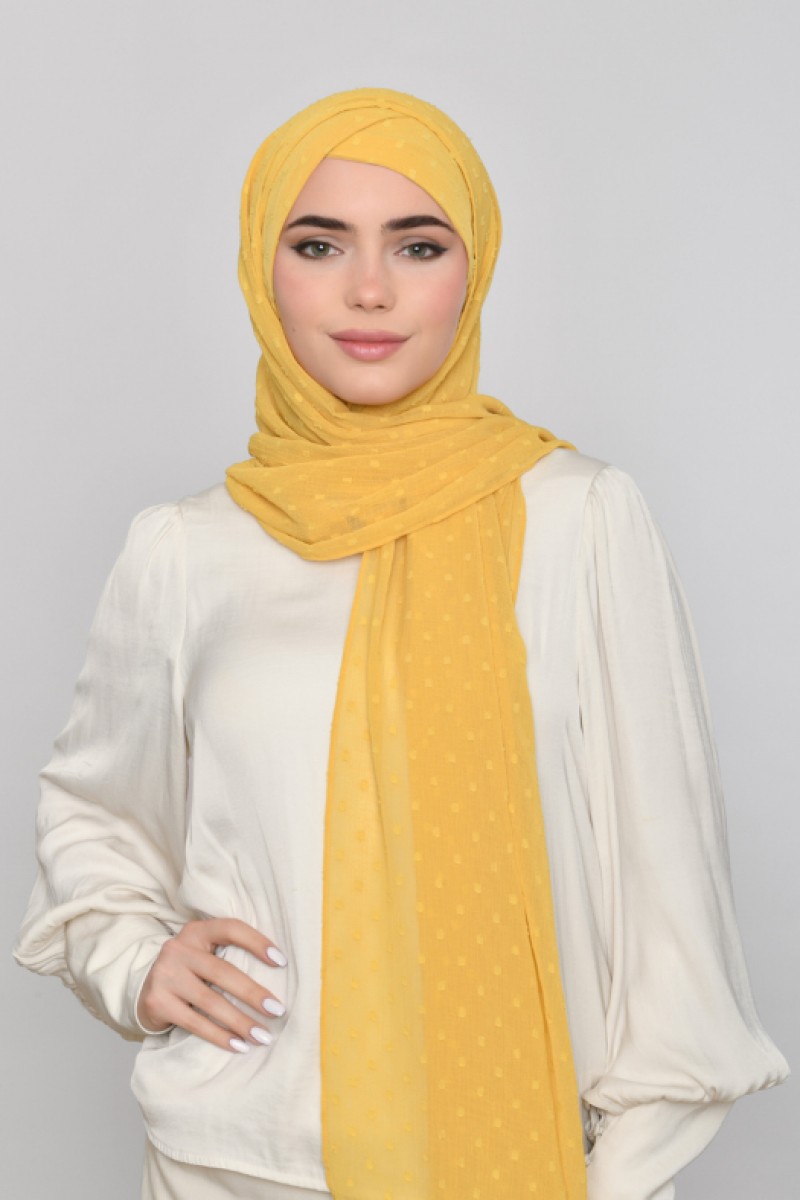 Ochre - Plain Mosaic Butti Chiffon