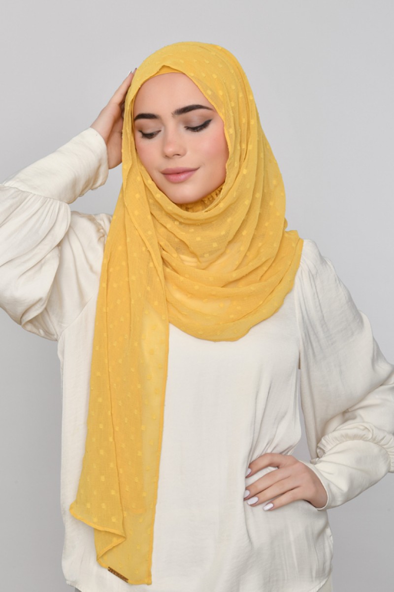 Ochre - Plain Mosaic Butti Chiffon