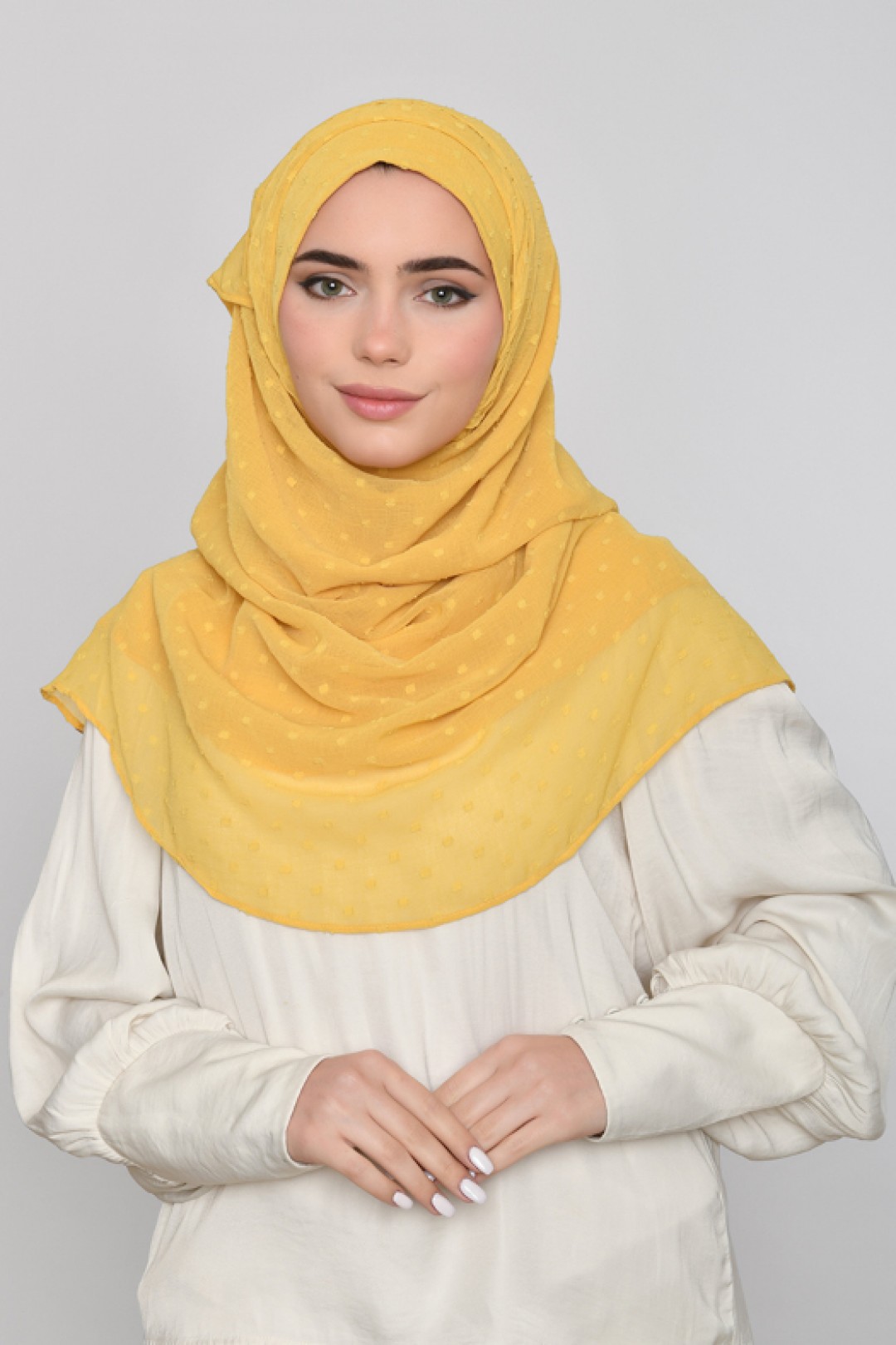 Ochre - Plain Mosaic Butti Chiffon