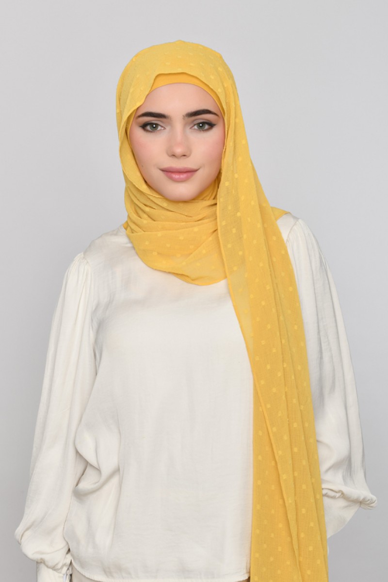 Ochre - Plain Mosaic Butti Chiffon
