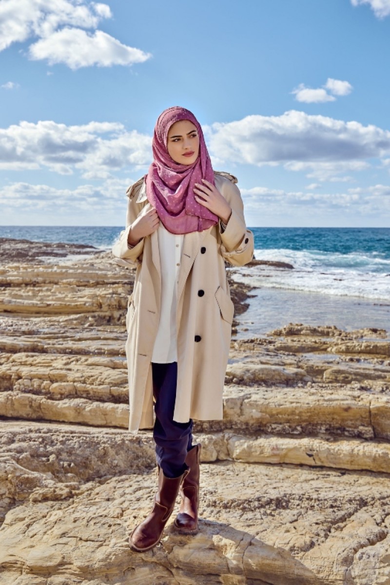 Wistful Mauve - Plain Mosaic Butti Chiffon
