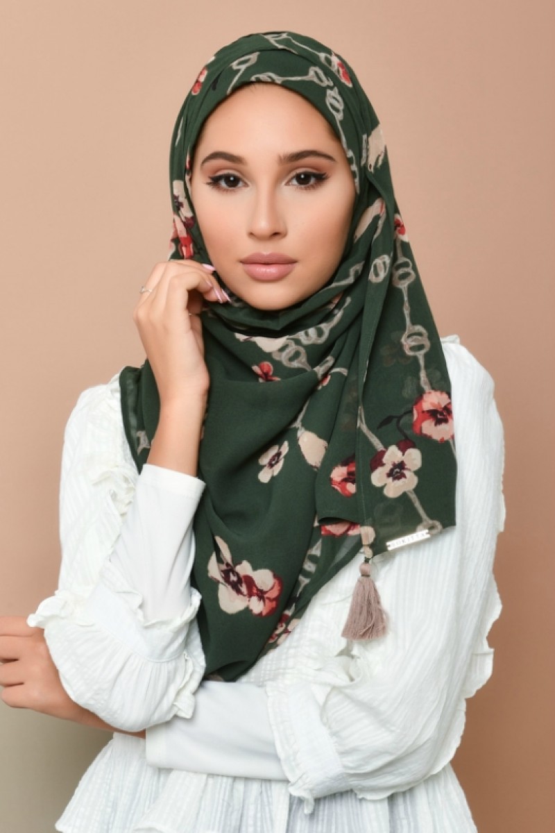 Chains Green - Printed Georgette