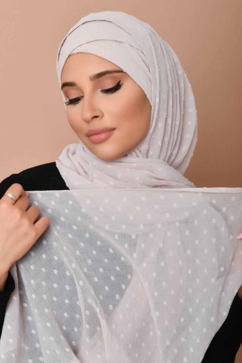 Rosana - Plain Swiss Dot Chiffon - Cap Shawl