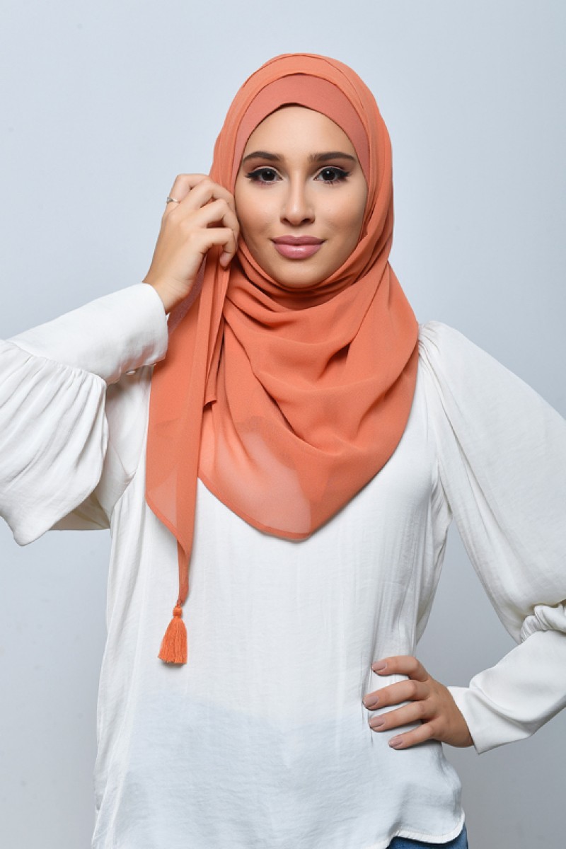 Taj Papaya - Plain Crepe Chiffon