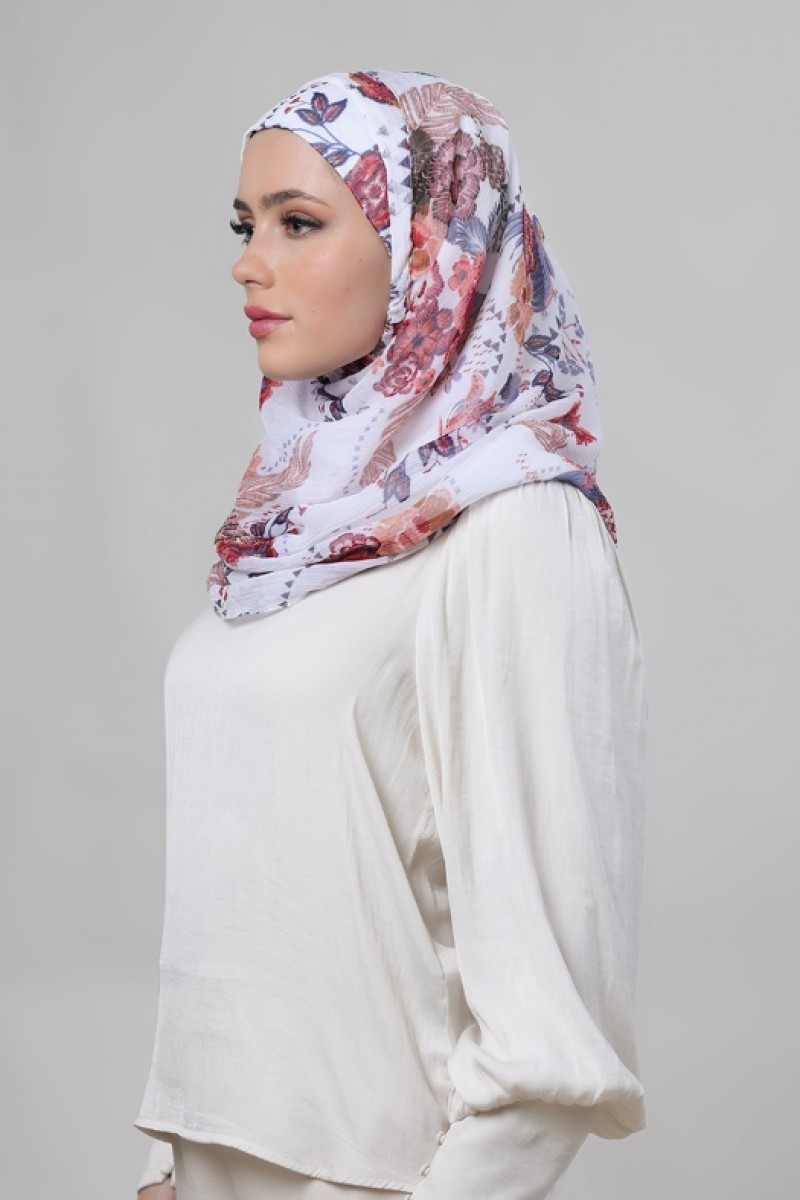 Passion Flowers - Printed Crinkled Chiffon - Face Mask