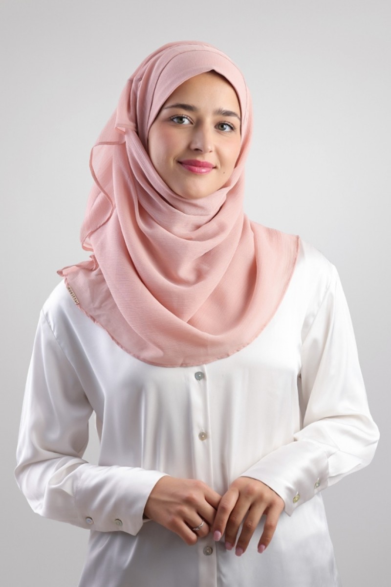 Peachy Rose - Plain Crinkled Chiffon