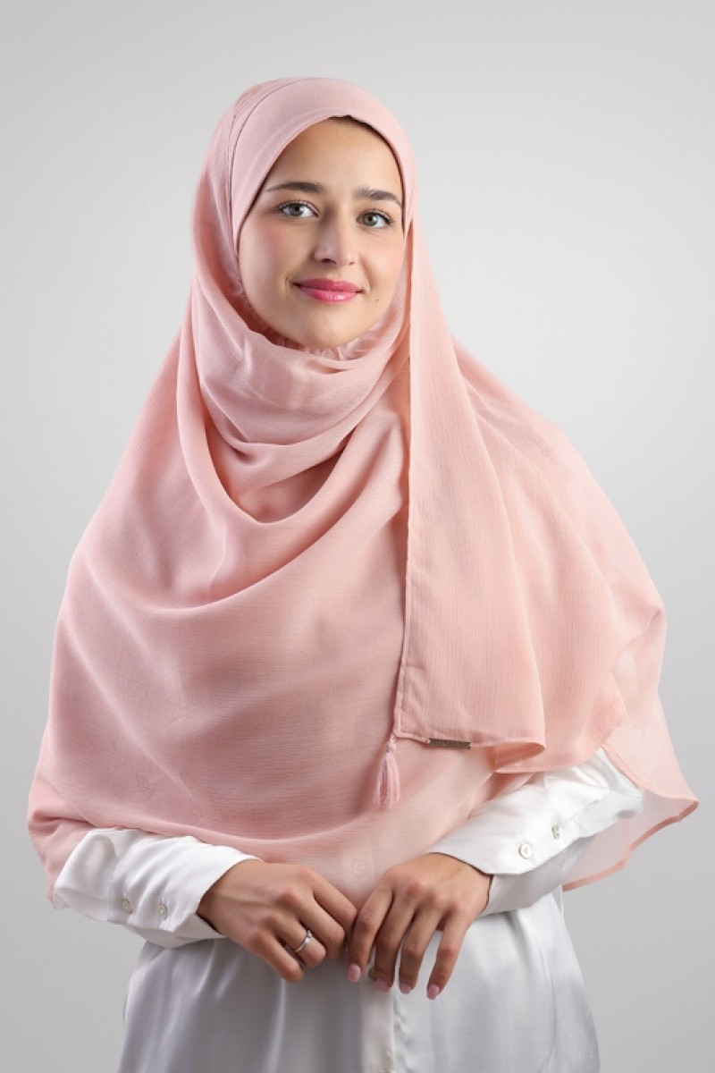 Peachy Rose - Plain Crinkled Chiffon