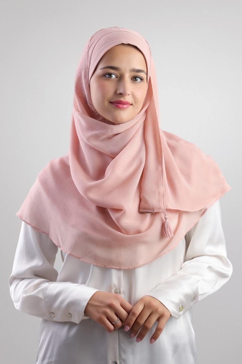 Peachy Rose - Plain Crinkled Chiffon