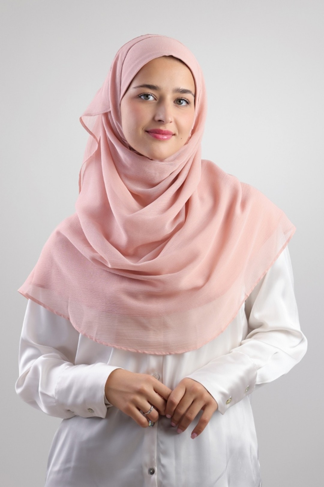 Peachy Rose - Plain Crinkled Chiffon