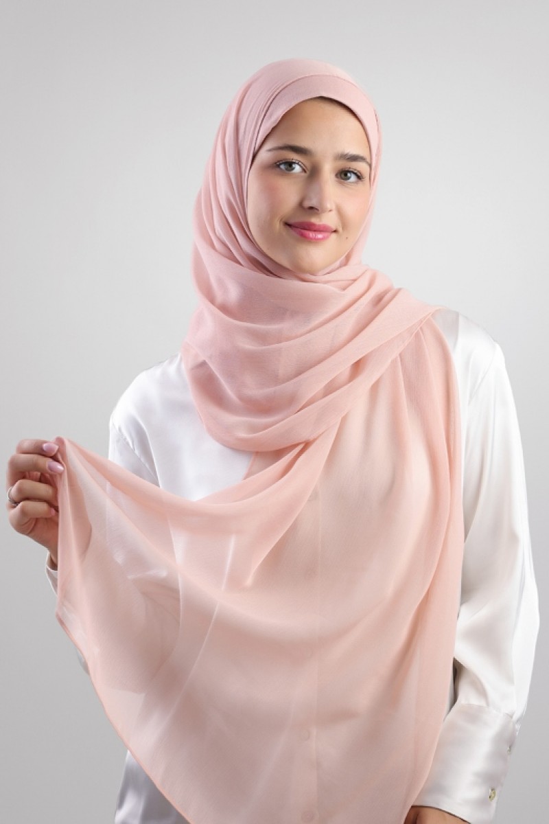 Peachy Rose - Plain Crinkled Chiffon