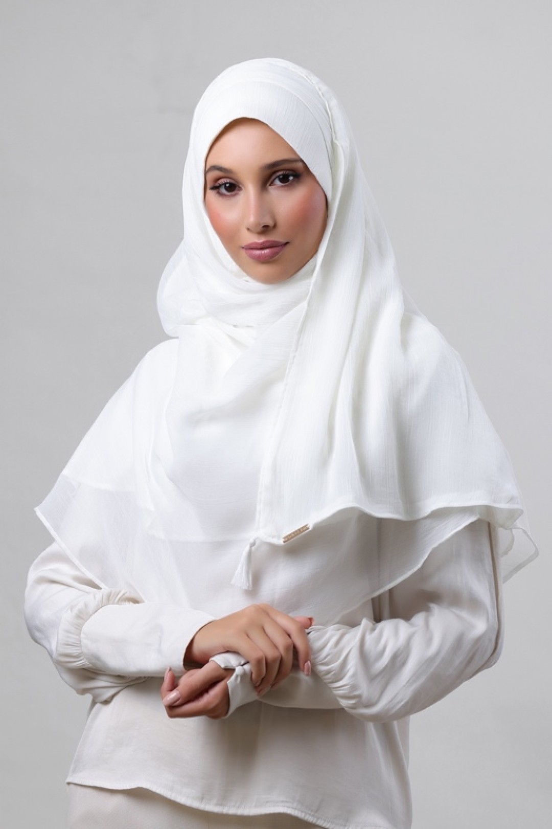 Pearl White - Plain Crinkled Chiffon