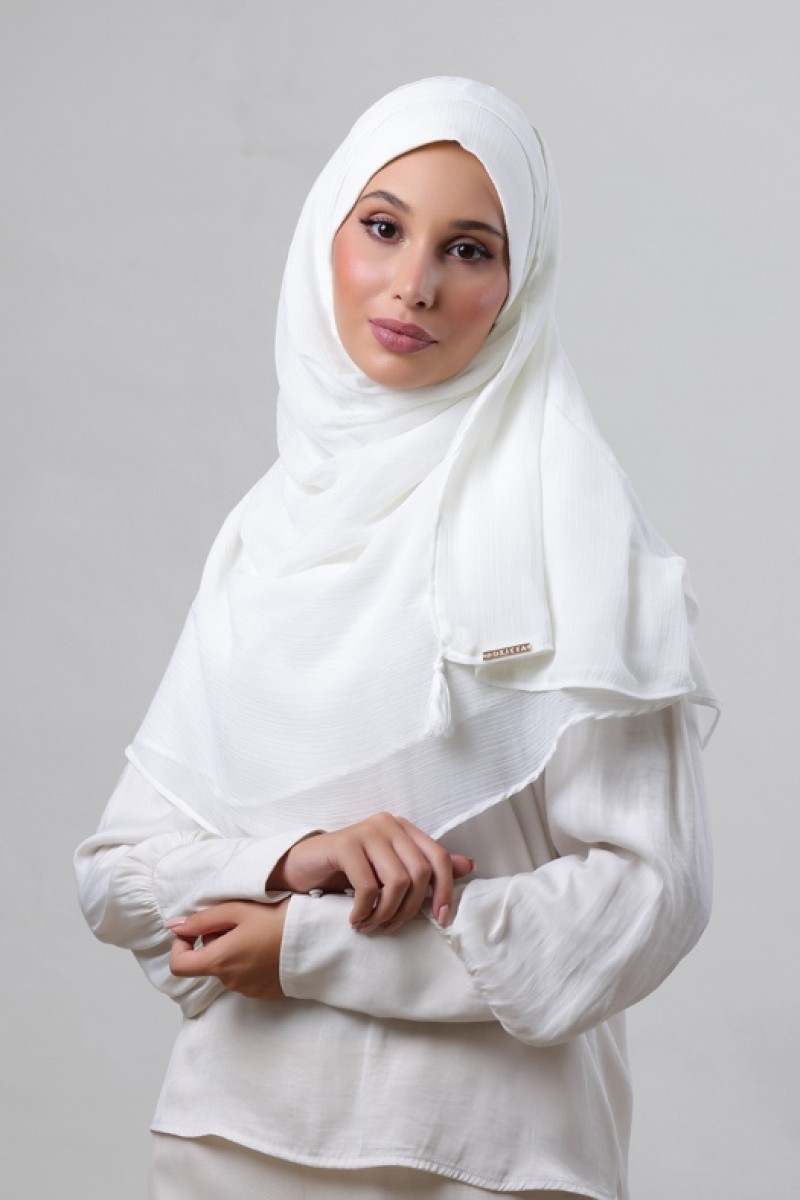 Pearl White - Plain Crinkled Chiffon