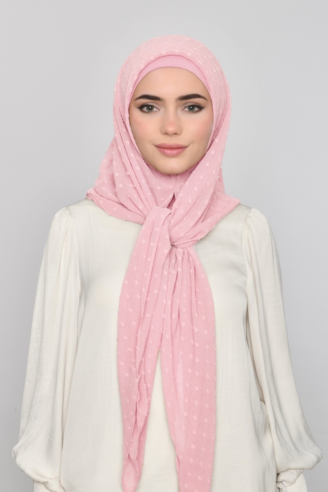 Pink Sand -  Plain Mosaic Butti Chiffon