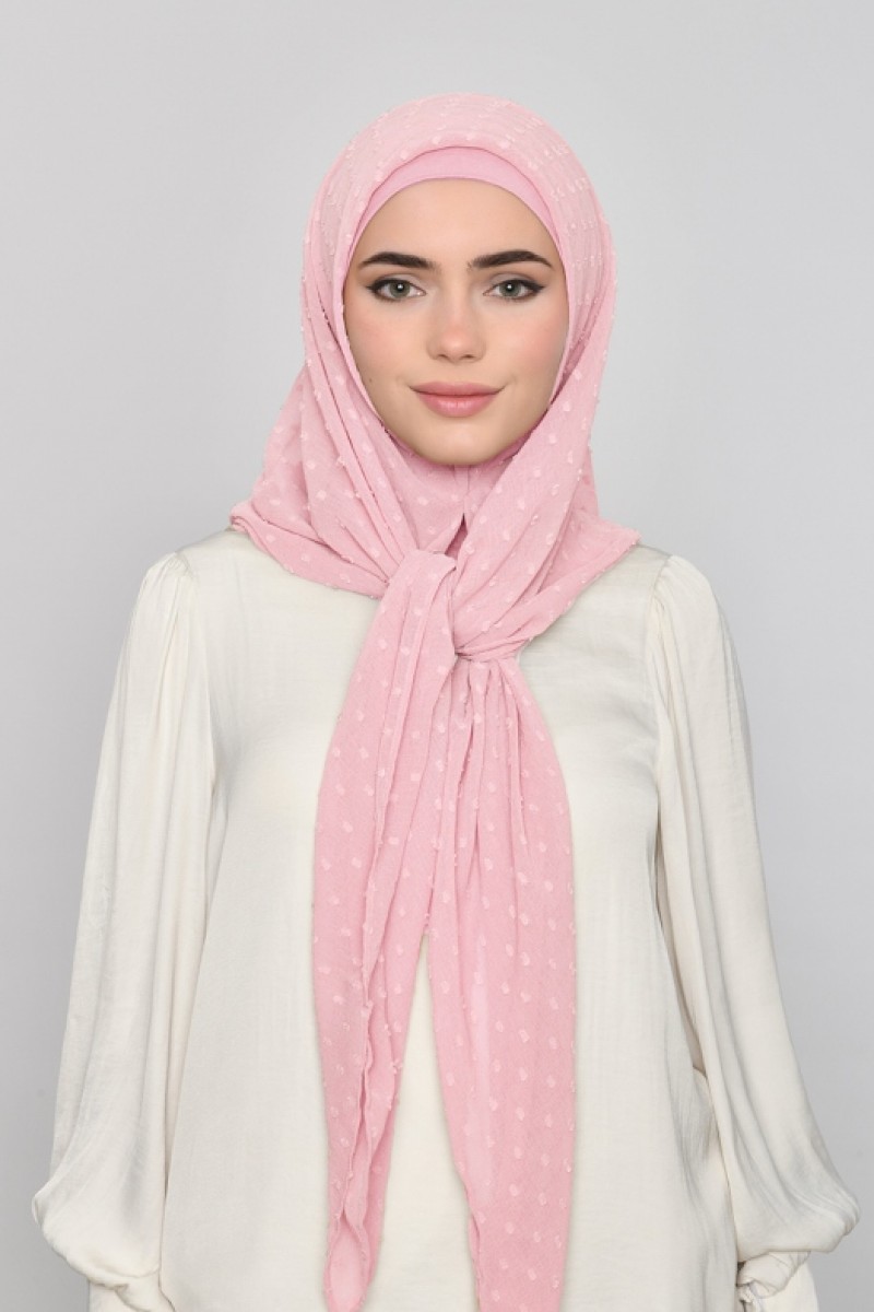 Pink Sand -  Plain Mosaic Butti Chiffon