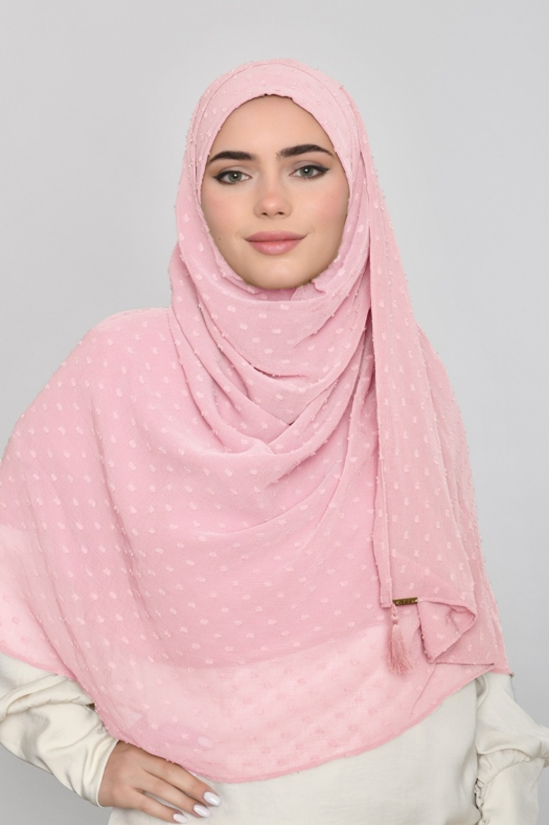 Pink Sand -  Plain Mosaic Butti Chiffon