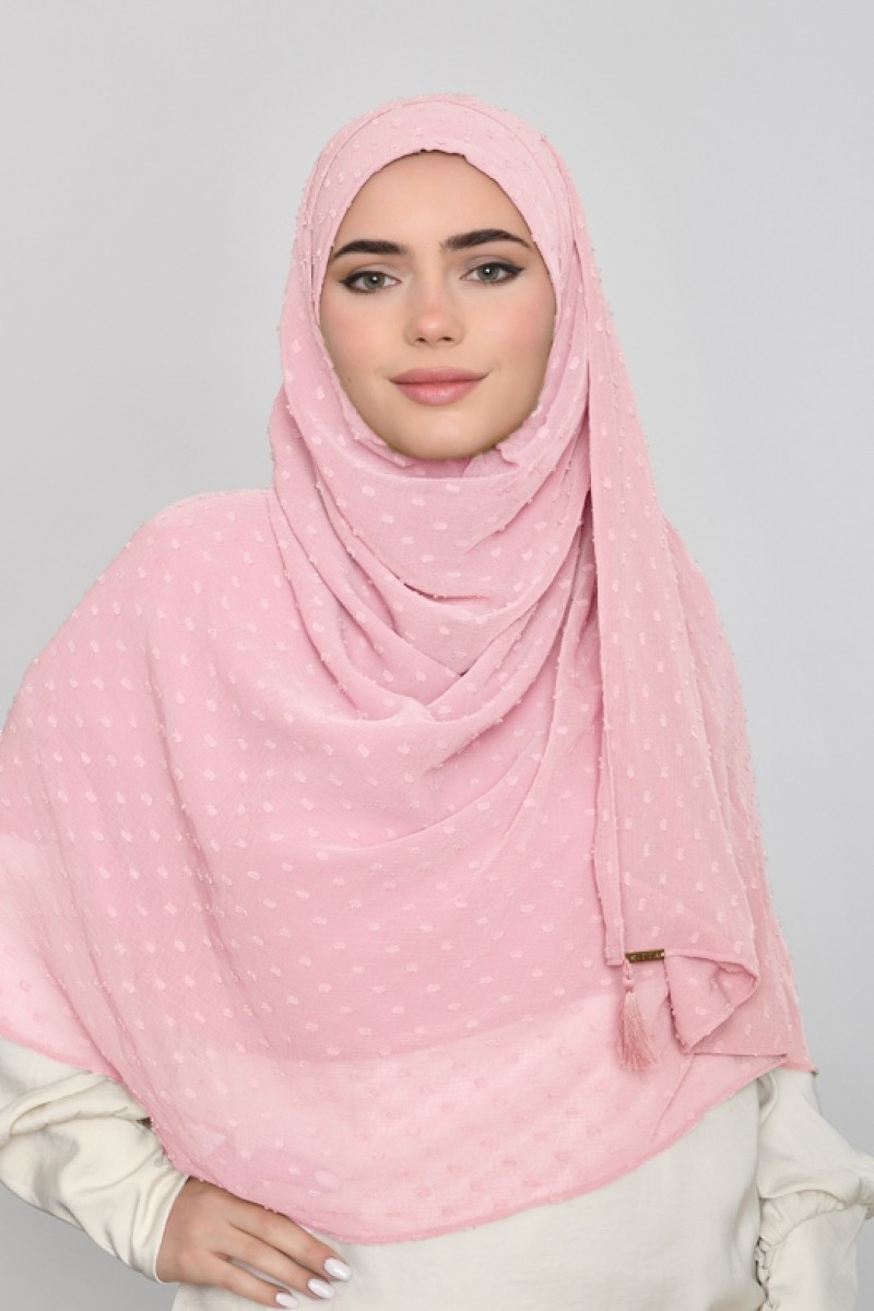 Pink Sand -  Plain Mosaic Butti Chiffon